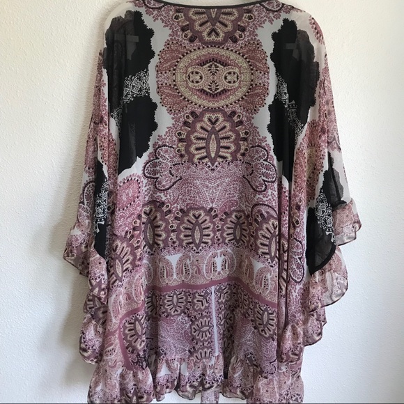 🌺Free People Purple Paisley Caftan Mini Dress🌺 - Picture 5 of 5